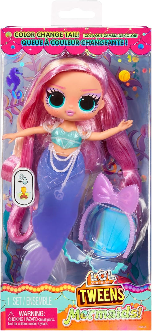 LOL Surprise Tweens Mermaid Lola Waves Fashion Doll with Color Changing Tail, Movable Fin, and Beautiful Accessories – Toy Gift for Kids Ages 4+...