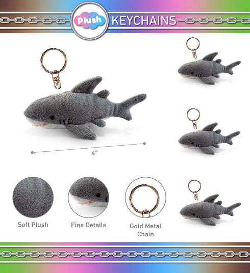 Puzzled Shark Plush Keychain Stuffed Animal Toy - Soft Fur Ocean Life Animal Grey Shark Charm Keyring, Cute Decorative Plush Toy Accessory Fun Bud...