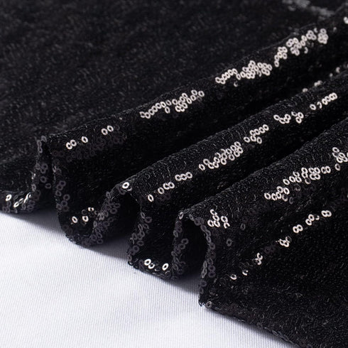 Black Sequin Fabric Yard Sequence Dress Glitter Metallic Mesh Sewing DIY Handcraft 1 Yard Shimmer Mermaid Wedding Party Dresses Handmade Materials...