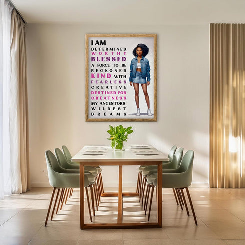 Posterizer 1 pcs-Ethnic African American Women-Positive Quote-Afro-American Art Collection-Inspirational Women's Art-decor for Girls, Teens Bedroo...
