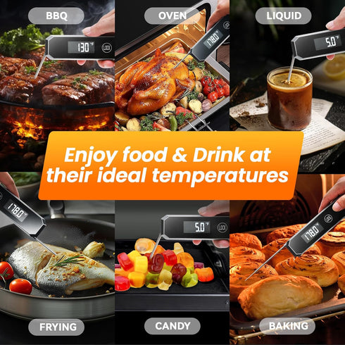 Meat Thermometer Digital, 0.5 Sec Instant Read Thermometer with High Accuracy(±0.5°F), 180°Rotating Display for Turkey Beef Lamb, Food Thermometer...