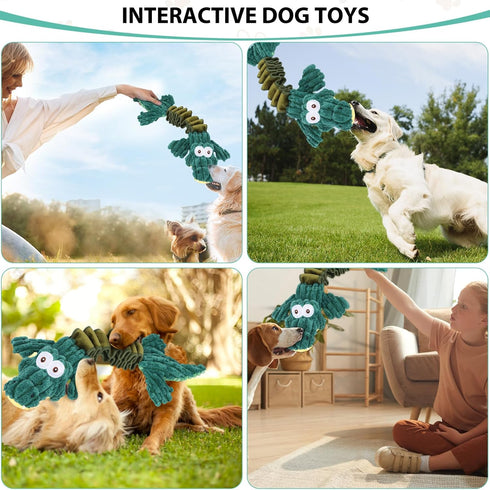 Squeaky Dog Toys for Large Dogs, Cute Puppy Toys, Plush Stuffed Pet Dog Toys with Crinkle Paper, Interactive Tug of War Dog Toys to Keep Them Busy...