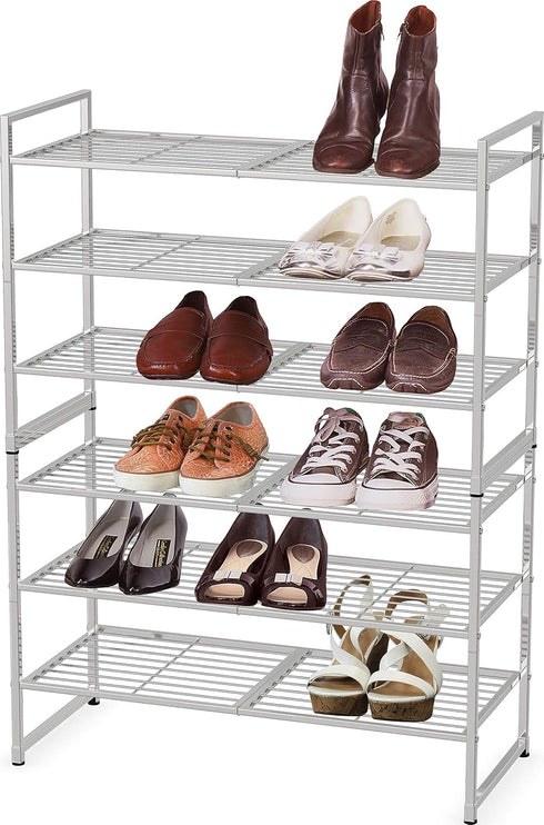 SIMPLE HOUSEWARE 3-Tier Stackable Shoes Rack Storage Shelf, Silver...
