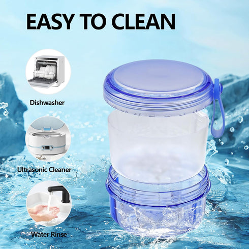 No Leak Partial Denture Case Retainer Bath Box Cup, Denture Soaking Cup False Teeth Holder Box Case with Strainer Basket and Brush - Transparent B...