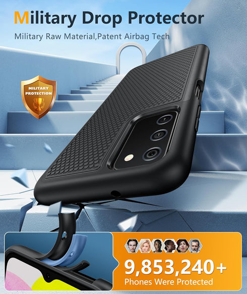 BNIUT for Samsung Galaxy A03s Case: Dual Layer Shockproof Protective Heavy Duty Cell Phone Cover Rugged with Non Slip Textured Back - Military Pro...