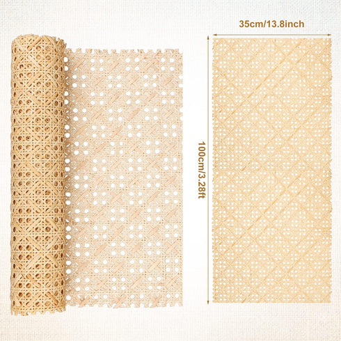 SAVITA Cane Rattan Webbing Roll, 13.7inch x 3.28ft inch Woven Open Mesh Cane Natural Rattan Webbing Rattan Webbing for Caning Projects Wide Rattan...