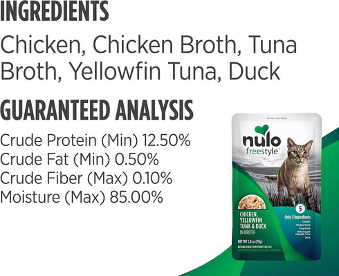 Nulo Freestyle Cat & Kitten Wet Cat Food Pouch, Premium All Natural Grain-Free Soft Cat Food Topper with Amino Acids for Heart Health and High Ani...