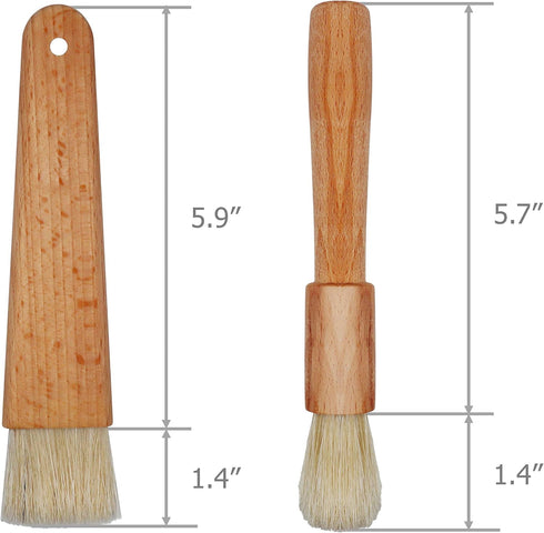 2 Sets Natural Bristles with Wooden Handle Pastry Brushes for Basting Spreading Butter Oil Barbecue Baking Kitchen Cooking...