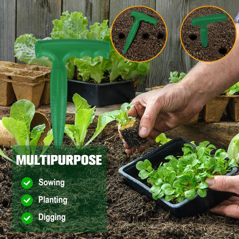 6.9 inch Bulb Planter Tool - Plastic Sow Dibbler with Handle - Garden Hand Dibber for Plant - Seed Planter Tool for Sowing Seeds,Planting Bulbs,Di...