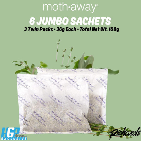 Richards Homewares Moth Away Herbal Non Toxic Natural Repellent, 6-Jumbo Sachets...