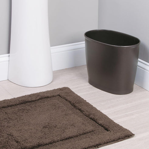 IDesign Oval Plastic Trash Can for Bath, Bedroom, Office - The Kent Collection – 12" x 8" x 10", Bronze...