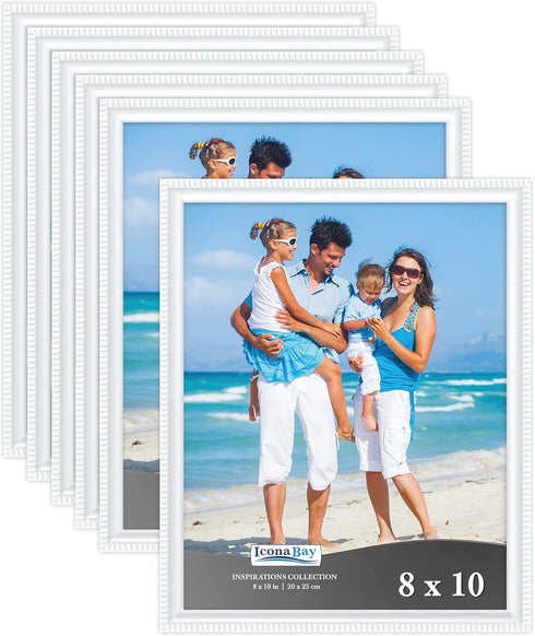 Icona Bay 8x10 Picture Frames (White, 6 Pack), Beautifully Detailed Molding, Contemporary Picture Frame Set, Wall Mount or Table Top, Inspirations...