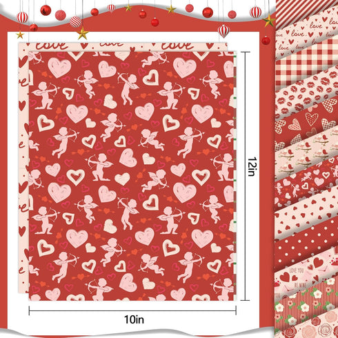 Whaline 12 Sheet Valentine's Day Heat Vinyl Transfer 12"x 10" Vintage Heart Rose Lip HTV Iron on Vinyl Pink Red Adhesive Craft Vinyl for DIY Craft...