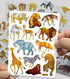 Wildlife Sticker Self-Adhesive Glitter Metallic Foil with Tiger Lion Deer Buffalo Zebra Camel Kangaroo Rhino Giraffe Boar Bear Wolf Crocodile Walr...