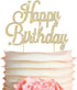 Happy Birthday Cake Topper - Premium Gold Metal - Happy Birthday Party Sparkly Rhinestone Decoration Makes a Great Centerpiece - Now Protected in ...