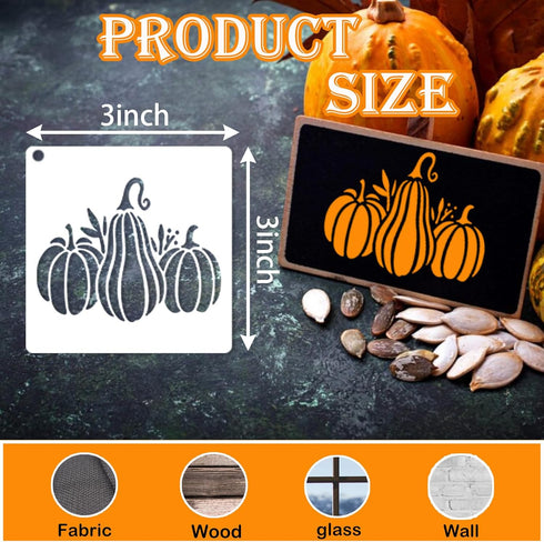 30 Pieces Fall Stencils for Painting on Wood, 3x3 Inch Hello Fall Pumpkin Stencils Autumn Leaf Thanksgiving Gnome Stencils for DIY Crafts Card Orn...