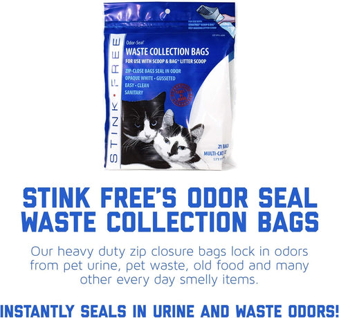 Cat Litter Odor Seal Bag - Smell Proof Kitty Litter Bags. 3 Packs of 21 Bags for Poop and Urine. Cleaning Supplies for Your Litter Box and Free Sa...