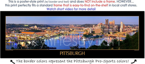 Pittsburgh Skyline UNFRAMED Photo Print Dusk Downtown City Color Poster-Style Version 11.75 inches x 36 inches Photographic Panorama Poster Pictur...