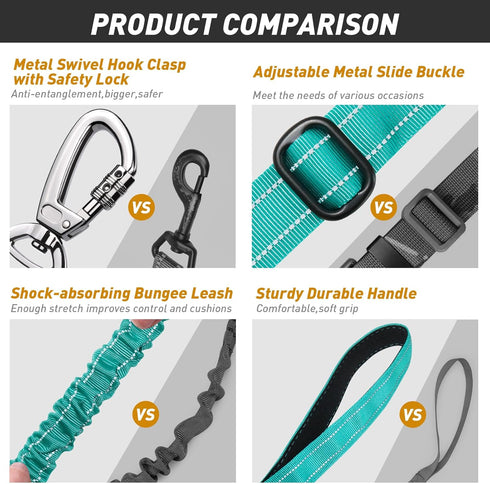 Reflective Dog Leash, Heavy Duty Dog Leash with Car Seat Belt and Padded Handle, Tactical Dog Leashes for Walking, No Pull Dog Leash for Large Med...