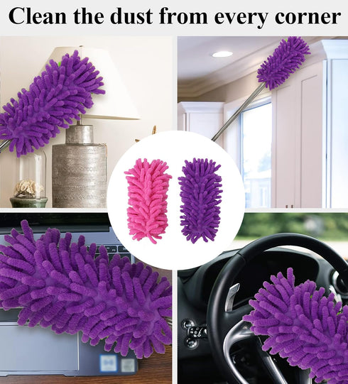zdyCGTime Microfiber Retractable Cleaning Dust Extendable Pole, Washable Cleaning Dusters Used for Cleaning Supplies for Office, Car, Window, Furn...