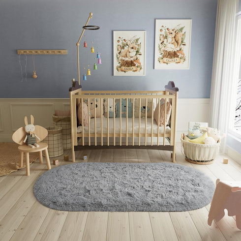 LOCHAS Fluffy Bedroom Rug 2.6' x 5.3', Shaggy Area Rug for Bedroom Bedside, Soft Oval Throw Rugs Carpet for Living Room Kids Girls Home Decor...