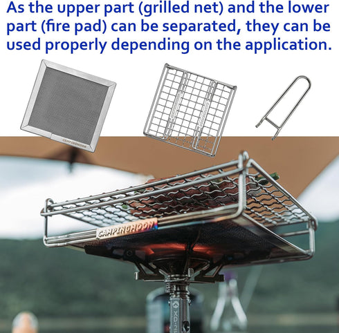 CAMPINGMOON Bread Toaster for Camping Stove Gas Fire 304 Stainless Steel Bread Toaster Small Size US-1312...