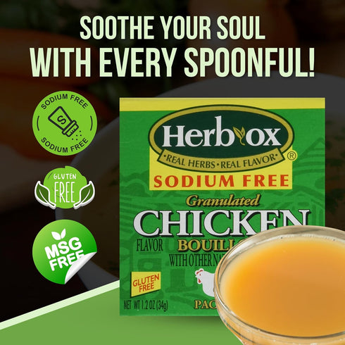 Granulated Chicken Bouillon Bundle. Includes Four 1x2 Oz 8ct each Box of Chicken Bouillon Flavored Seasoning. Gluten Free and Sodium Free Chicken ...