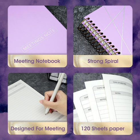 Meeting Notebook with Action Items Work Notebook for Note Taking 120 Sheets A5 Meeting Notebook for Office Business Meeting Agenda Book for Men Wo...