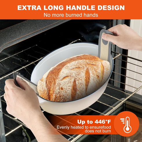 Silicone Bread Sling Dutch Oven Liner, Non-Stick & Easy Clean Reusable Oval Silicone Bread Baking Mat with Long Handles, Easy to Transfer Sourdoug...