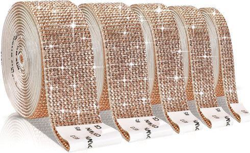 5 Rolls Self Adhesive Crystal Rhinestone Diamond Roll Ribbon Bling Gemstone Strips Sticker Rhinestone for Craft with 2 mm Rhinestone 4.5 Yards (Ch...