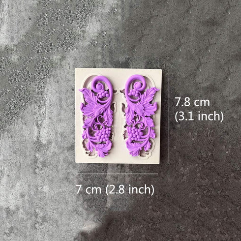 Juland 5 PCS Silicone Fondant Cake Mold Baroque Style Curlicues Scroll Mold for Sugarcraft, Cake Border Decoration, Cupcake Topper, Jewelry, Polym...