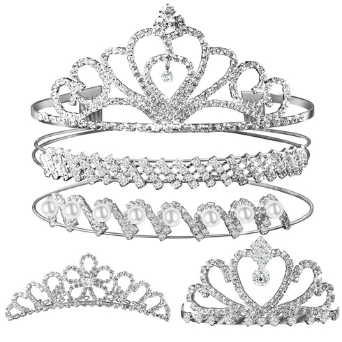 Teenitor Crown, 5pcs Tiaras for Women, Tiara Crown, Silver Tiara for Little Girls Rhinestone Headbands Wedding Headband Party...
