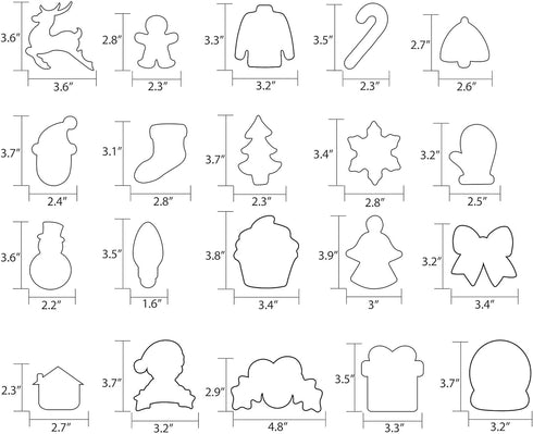 20 Pieces Christmas Cookie Cutters for Xmas/Holiday/Wonderland Party Supplies/Favors - Including Glove, Gingerbread, Angel, Candy Cane, etc...