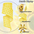 Sunflower Wired Edge Ribbon Yellow Buffalo Plaid Floral Ribbon Flower Checkered Fabric Ribbon for Wreath Bow Making DIY Craft Wrapping, 2 Rolls, 2...
