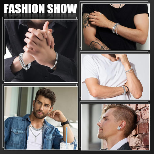 Yinkin 6 Pcs Tennis Necklaces Diamond Chain for Woman Men Link Chain Jewelry Set with Rhinestone Necklace Bracelet Earrings...