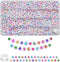 Amaney 1400 Pieces 4x7mm Alphabet Beads White Round Acrylic Colorful Letter Beads A-Z Heart Pattern Beads and Crystal Line for Jewelry Making Brac...