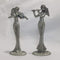 SEHAMANO Set of 2 Girls Playing Violin and Flute Figurine, Metal Sculpture Accent Piece, Ornament, Old-Fashioned Decorative Object for Home, Offic...