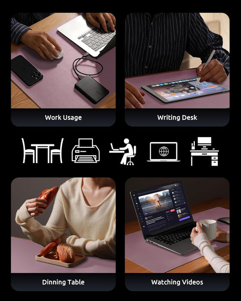 YSAGi Dual-Sided Leather Desk Pad, Office Desk Mat, PU Leather Desktop Protector, Large Mouse Pad, Laptop Desk Pad, Waterproof Desk Writing Pad fo...