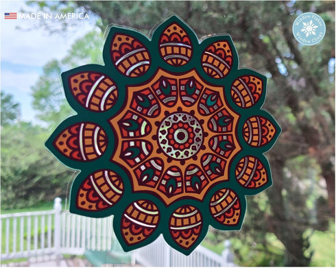Boho Decor | 10 Mandala Sun Catchers Window Clings | Stained Glass Window Cling | Sun Catcher for Windows Decoration | Glass Door Safety Decals | ...