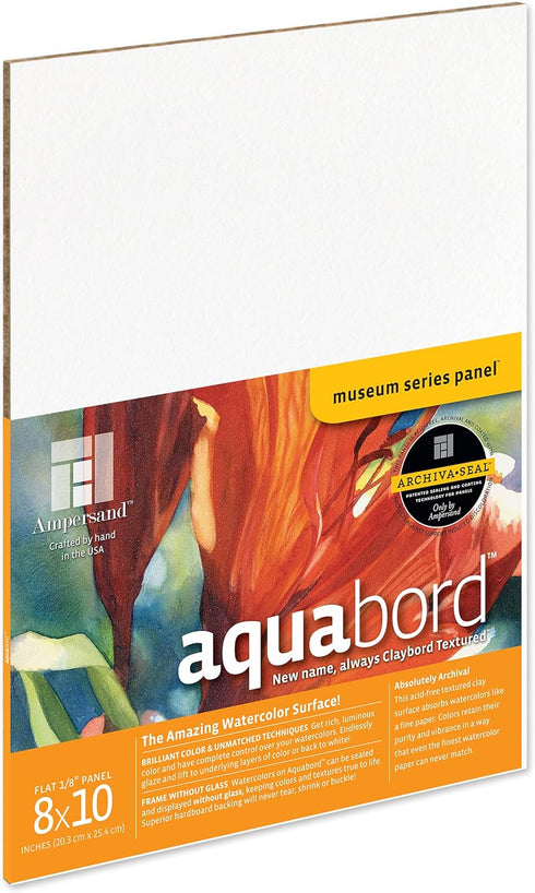 Ampersand Art Supply Watercolor Painting Panel: Museum Series Aquabord, 1/8 Inch Flat Profile, 8" x 10"...
