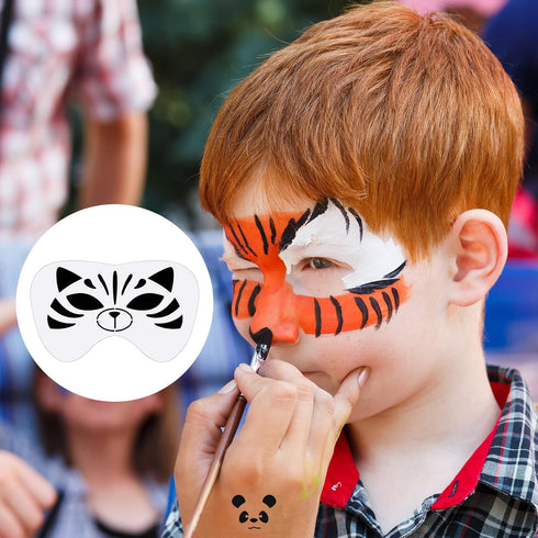 68 Pcs Face Paint Stencils Kit, 48 Face Painting Stencils 10 Stickers and 10 Painting Brushes Halloween Mask Stencils Reusable Makeup Templates fo...