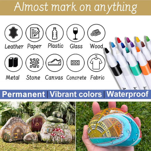 36 Colors Acrylic Paint Pens Markers, Premium Acrylic Paint Pens for Wood, Canvas, Stone, Rock Painting, Glass, Ceramic Surfaces, DIY Crafts Makin...