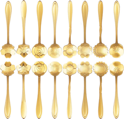 16 Pcs Teaspoon Tea Spoons, ESRISE Stainless Steel Cute Coffee Spoon for Tea Party Decorations (Gold)...