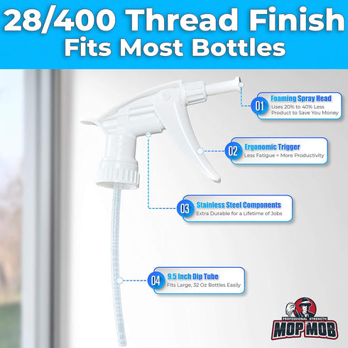 Dirt Lifting Durable Foaming Spray Heads 3 Pk. Best Heavy Duty Nozzle Replacements for Large 32 Oz Plastic or Glass Bottles. Perfect Foam Nozzles ...
