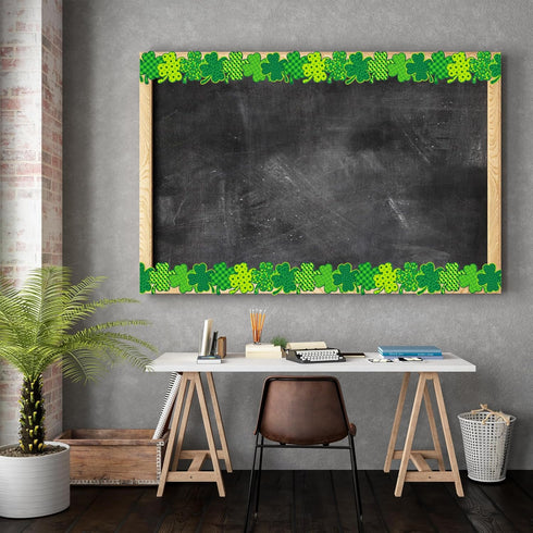 67.9 Feet St Patricks Day Bulletin Board Decorations Green Bulletin Board Border Rolled Lucky Clover Bulletin Board Trim for Classroom Office Bull...