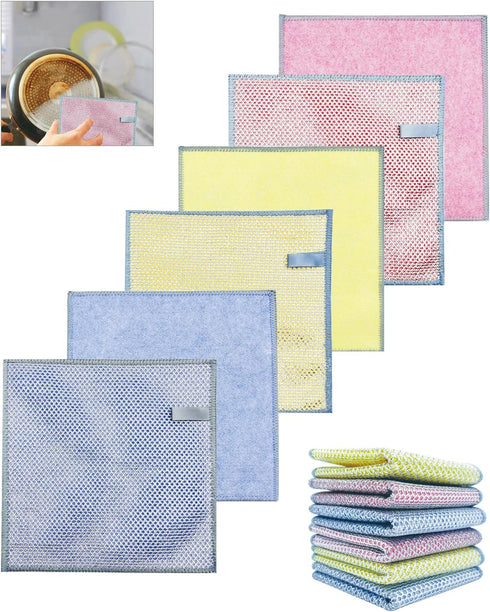 2024 New Multipurpose Wire Dishwashing Rags for Wet and Dry, Reusable, Double-Layer Structure, Non-Scratch Wire Dish Cloth Suitable for Scrubbing ...
