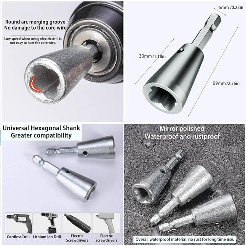 2PCS Wire Twister Tool for Drill, Electrical Wire Twister Wire Stripper for Drill, Drill Wire Twister of Connector With 1/4" Chuck, 6MM Drill Wire...