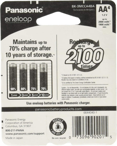 Eneloop QS-RXXW-NU9Y Version 4th Generation AA NiMH Pre-Charged 2100 Times Rechargeable Battery with Holder Pack of 4...