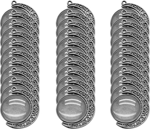 Unlorspy 30Pcs 10Sets Moon Rotation Double Side Pendant Trays,10Pcs 25 mm Moon Rotation Alloy Double-Sided Trays Pendants with 20Pcs Glass Cabocho...