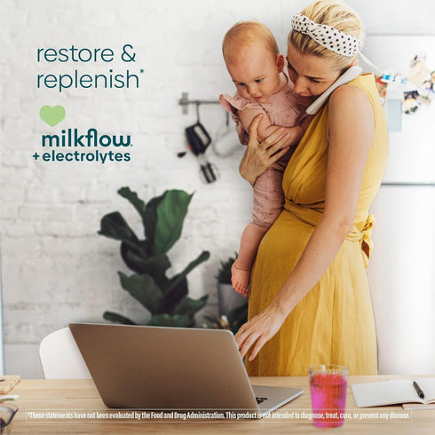 UpSpring Milkflow Electrolyte Breastfeeding Supplement Drink Mix Fenugreek-Free, Moringa & Blueberry Acai Flavor, Lactation Supplement to Support ...